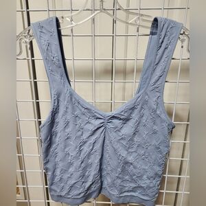 Aerie Light Blue Textured Crop Top